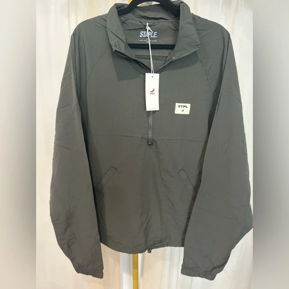 Staple Pigeon STPL Olive Half Zip Windbreaker Jacket Large NWT Streetwear